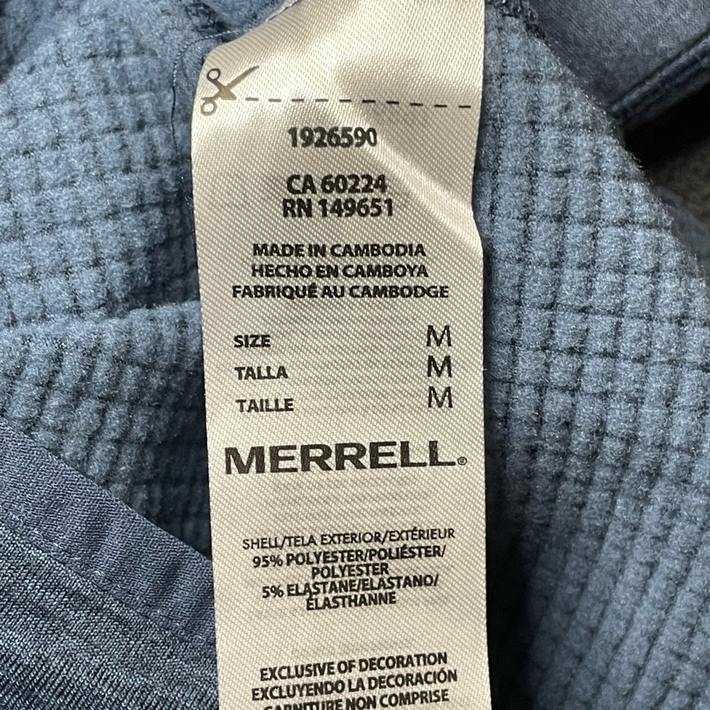 MERRELL Men's Blue Quarter-Zip Pullover Size: Medium - Picture 8 of 8